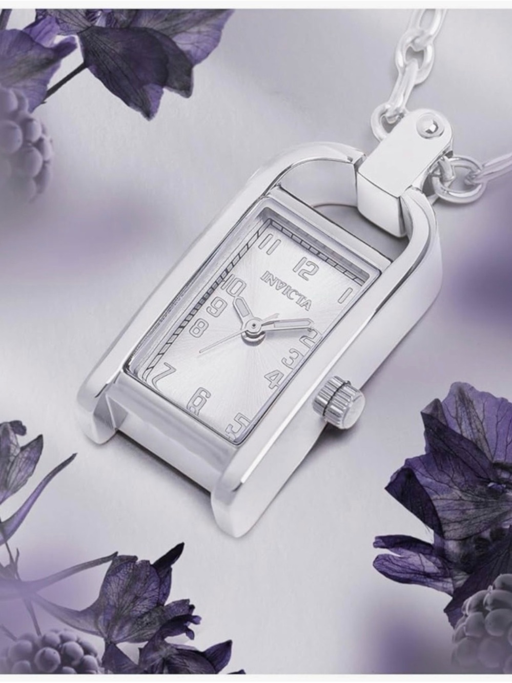 Invicta Mini Lady 17.5mm Stainless Steel 
Quartz Rectangular Watch Necklace